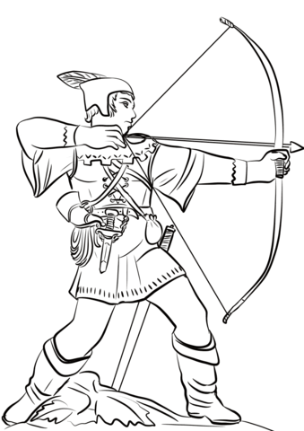 Robin hood shooting arrow coloring page free printable coloring pages