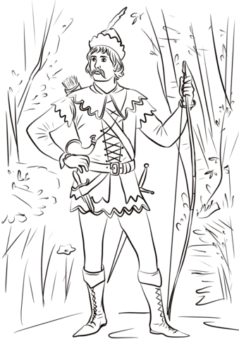 Robin hood in sherwood forest coloring page free printable coloring pages