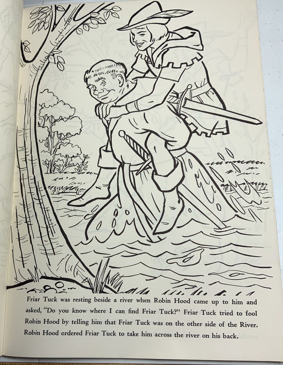 Vintage a giant coloring book robin hood unused