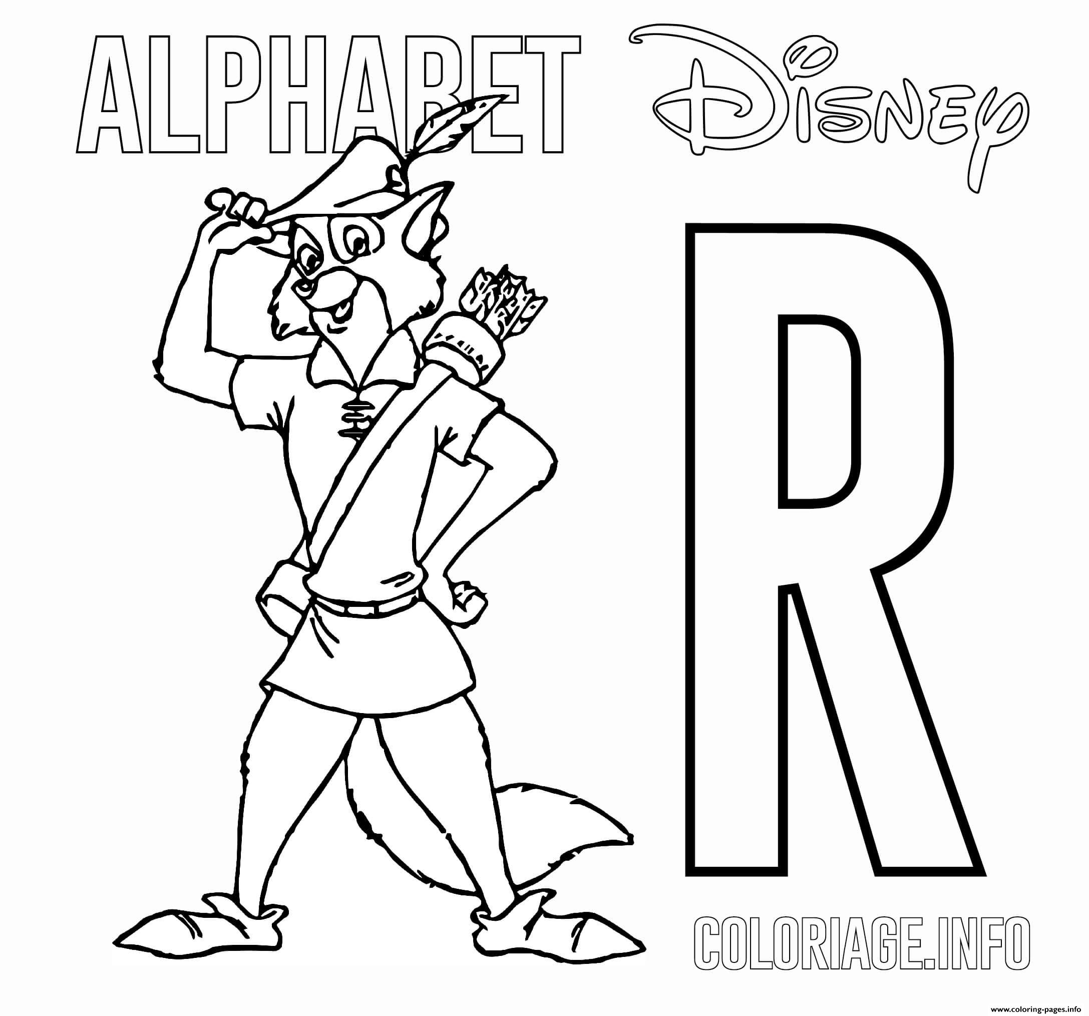 R for robin hood coloring page printable