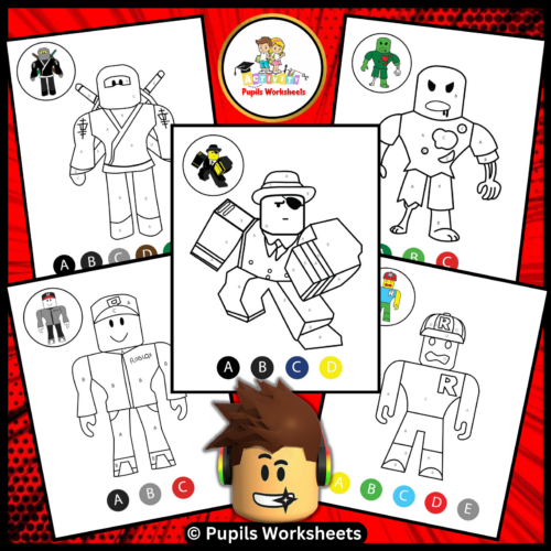 Roblox color by letters worksheets i end of the year coloring pages activities made by teachers