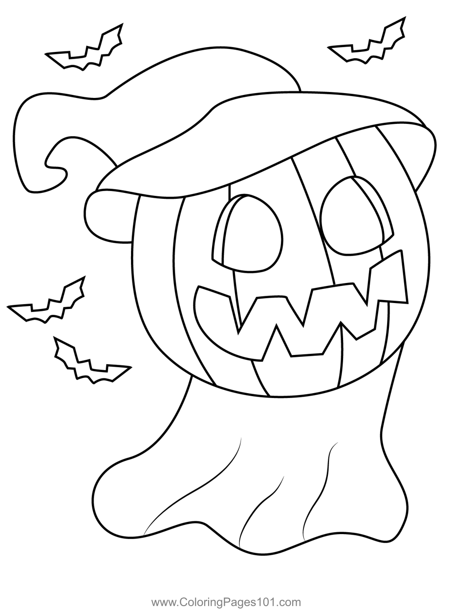 Pumpkin ghost coloring page for kids