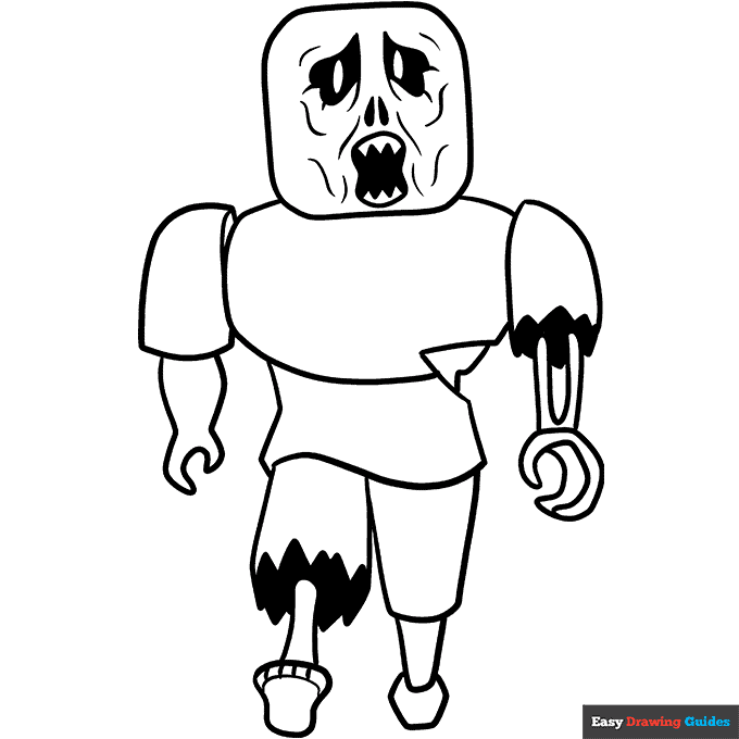 Roblox zombie coloring page easy drawing guides