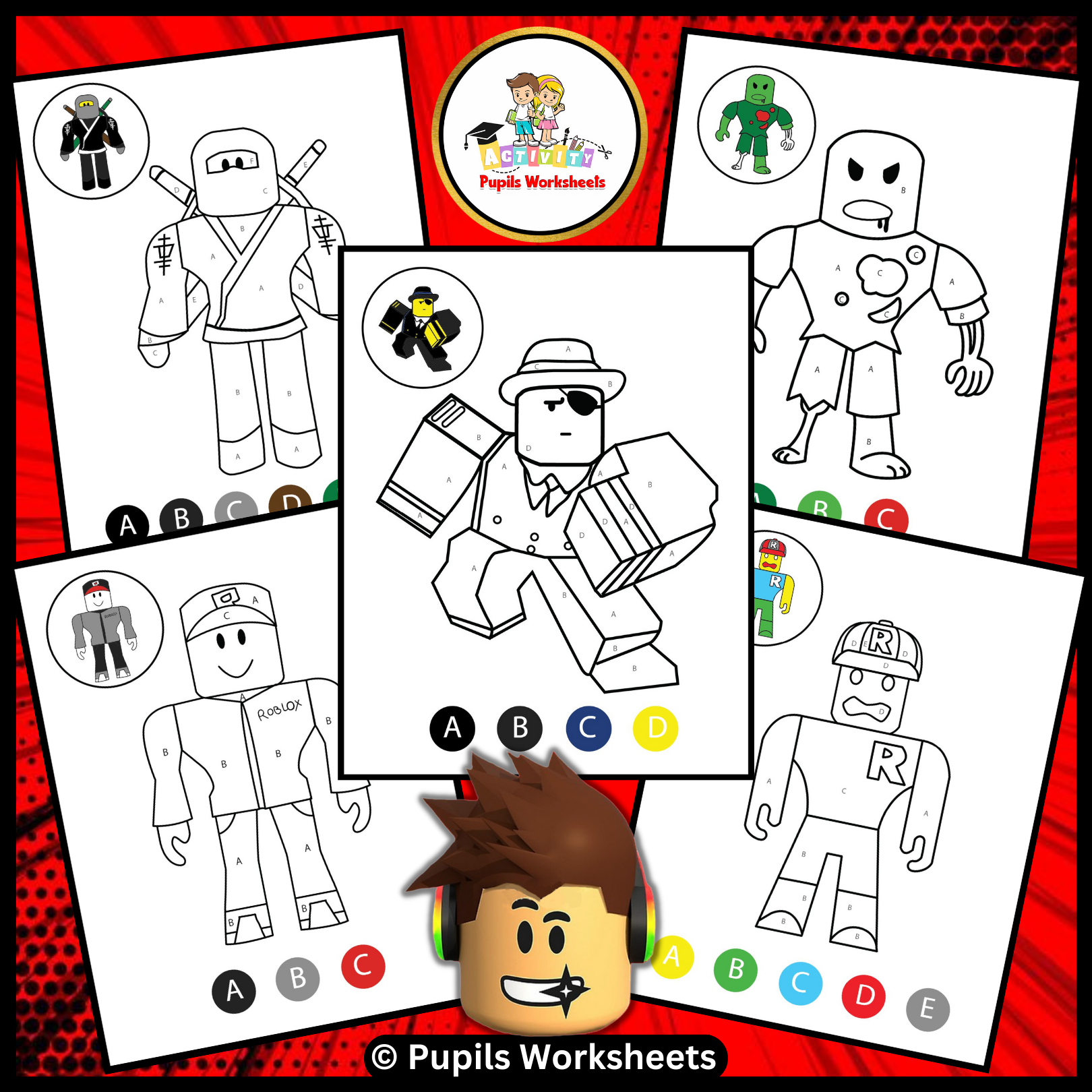 Roblox color by letters worksheets i end of the year coloring pages activities made by teachers