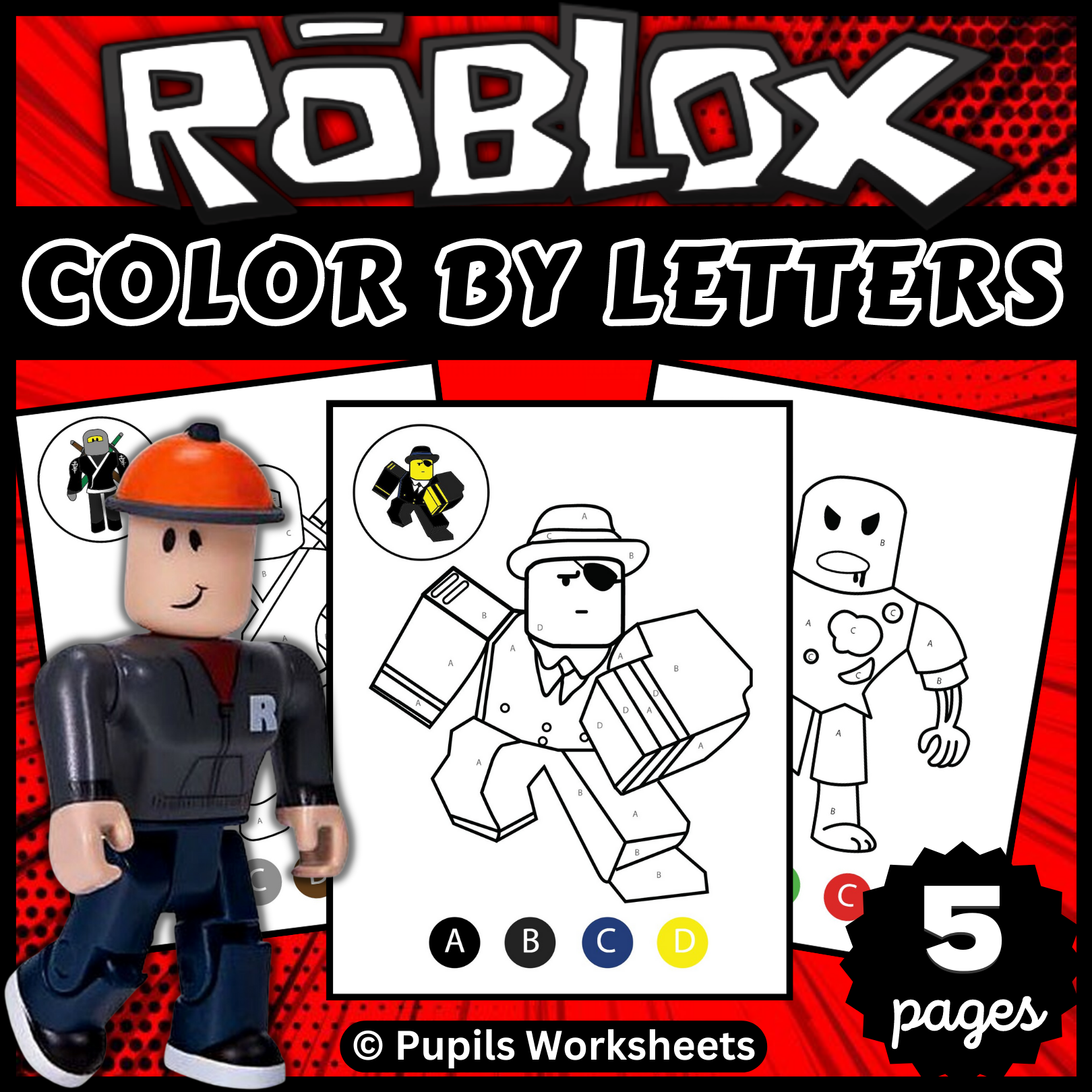 Roblox color by letters worksheets i end of the year coloring pages activities made by teachers