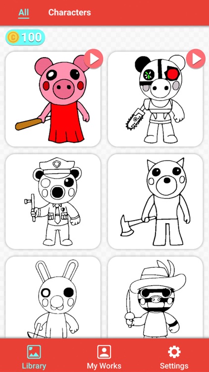 Draw piggy coloring book by hajar akyoud