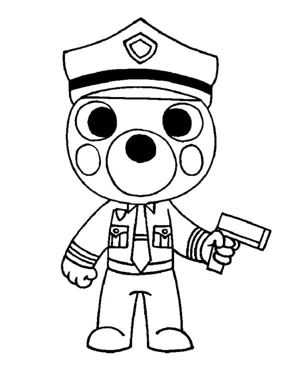 Officer doggy piggy roblox coloring page