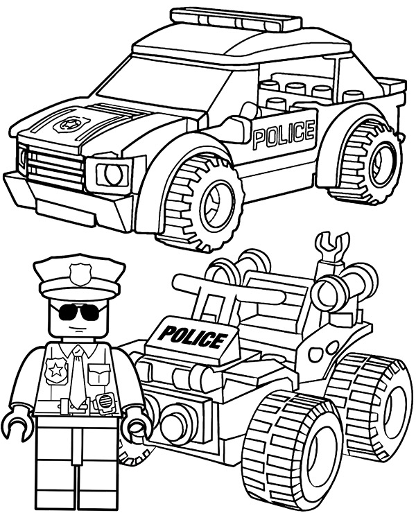 Lego police cars coloring page