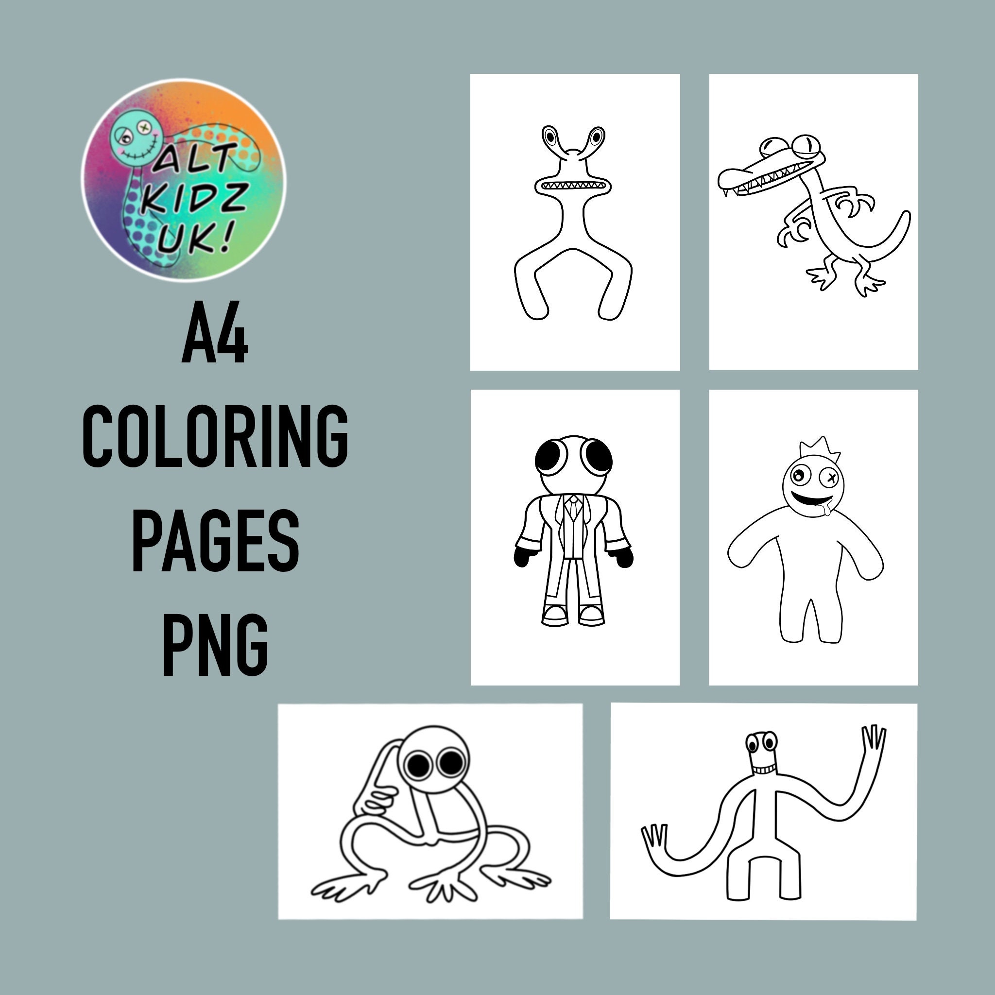 Rainbow friends roblox coloring pages png digital download images for printing colouring pages