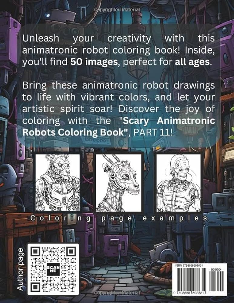 Scary animatronic robots loring book all ages us edition activity book illustrations cyborgs androids machines robotic part scary animatronic robots by arnas arnas arnas books