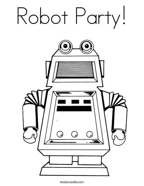 Robot party coloring page