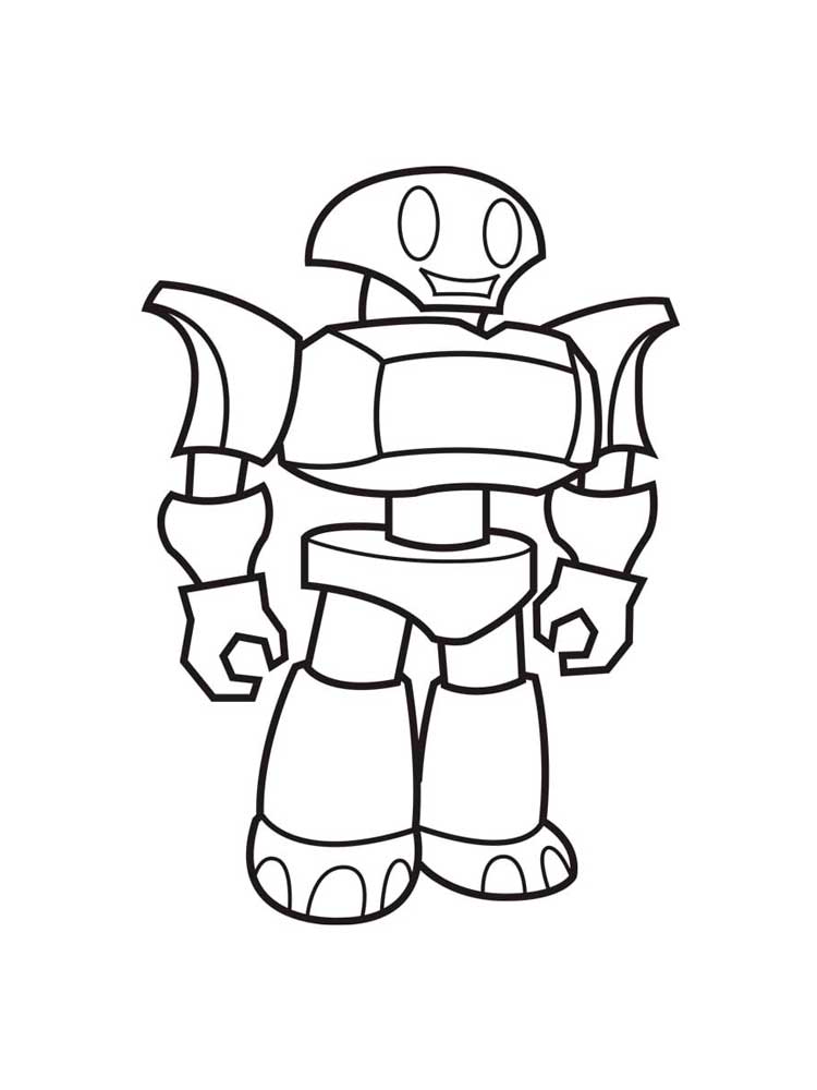 Robot standing and smiling coloring page