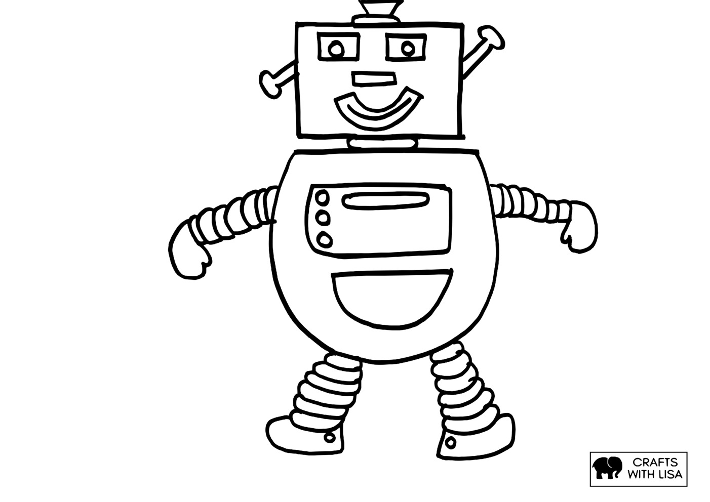 Robot square head coloring page