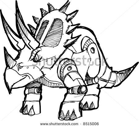 Fierce robot shark vector illustration