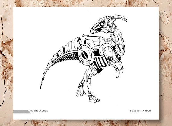 Robot dinosaur coloring page hadrosaurus robosaur dinosaur child coloring coloring page