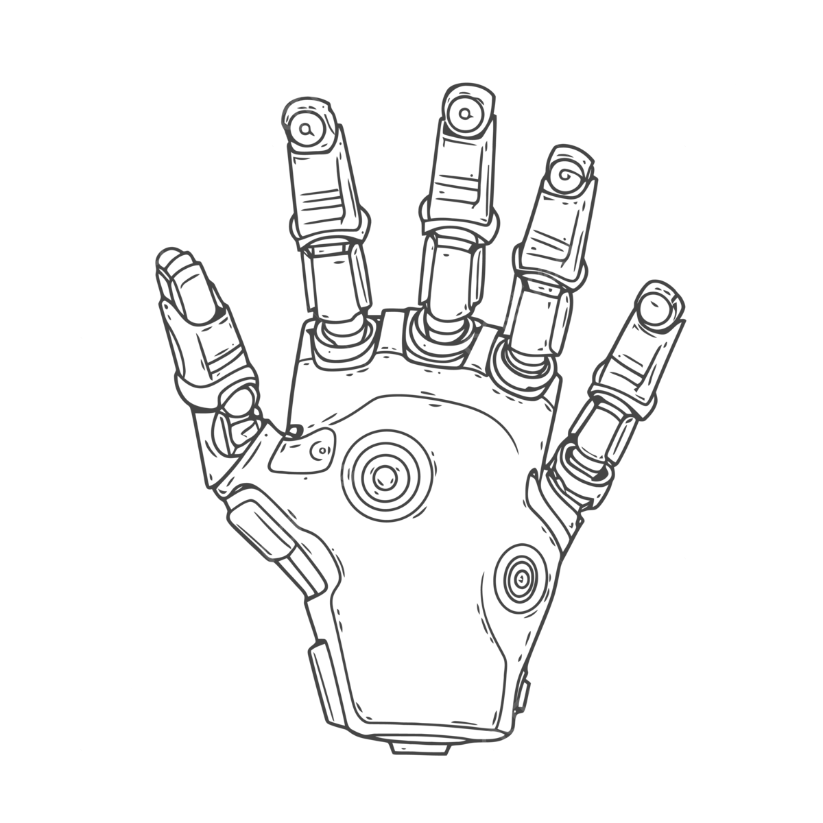 Robot hand coloring page robot hand for adults printable ad free robot hand outline sketch drawing vector robotic hand drawing robotic hand outline robotic hand sketch png and vector with transparent background