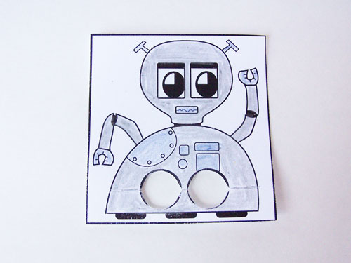 Printable robot finger puppet craft