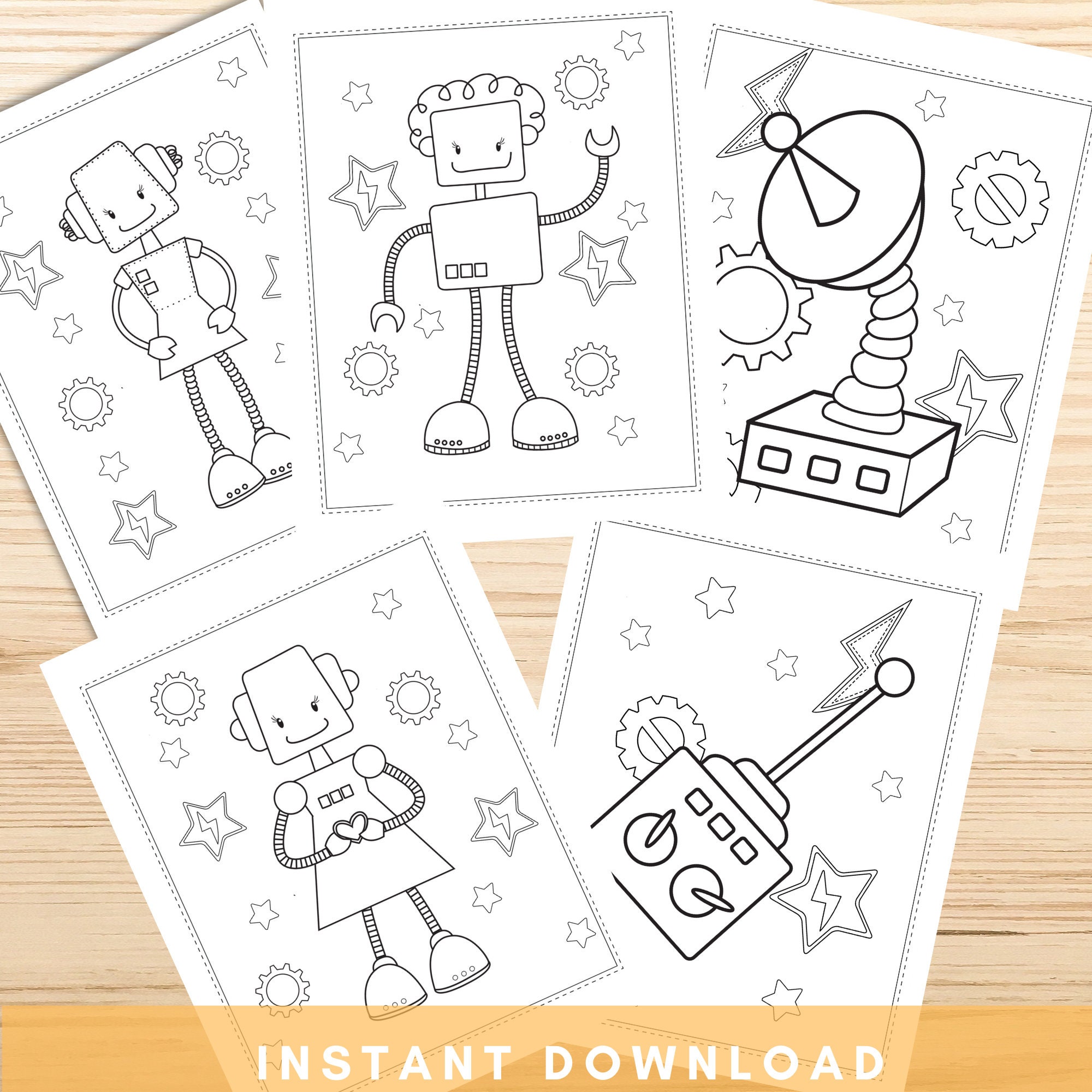 Robot coloring pages printable kids coloring pages robot birthday party activity boys birthday party instant download
