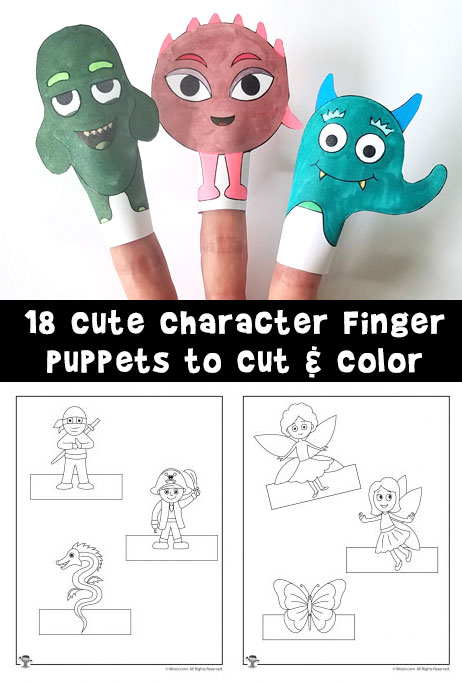 Printable finger puppets to cut and color woo jr kids activities childrens publishing