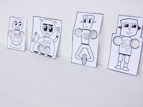 Printable robot finger puppet craft