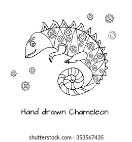 Hand drawn doodle style chameleon mechanic stock vector royalty free