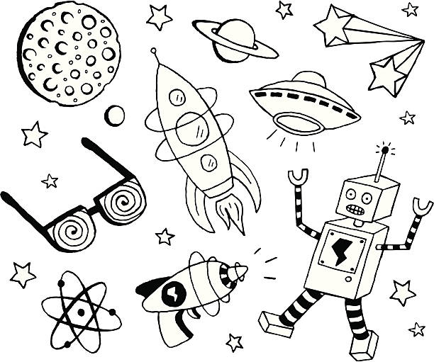 Robot drawings stock illustrations royalty