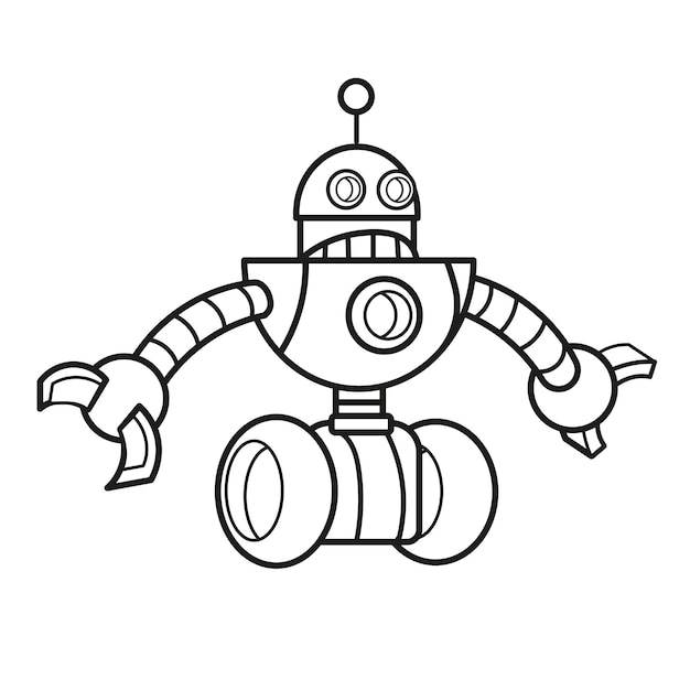 Premium vector robot black and white for coloring