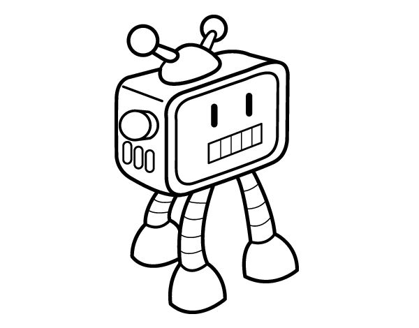 Tv robot coloring page