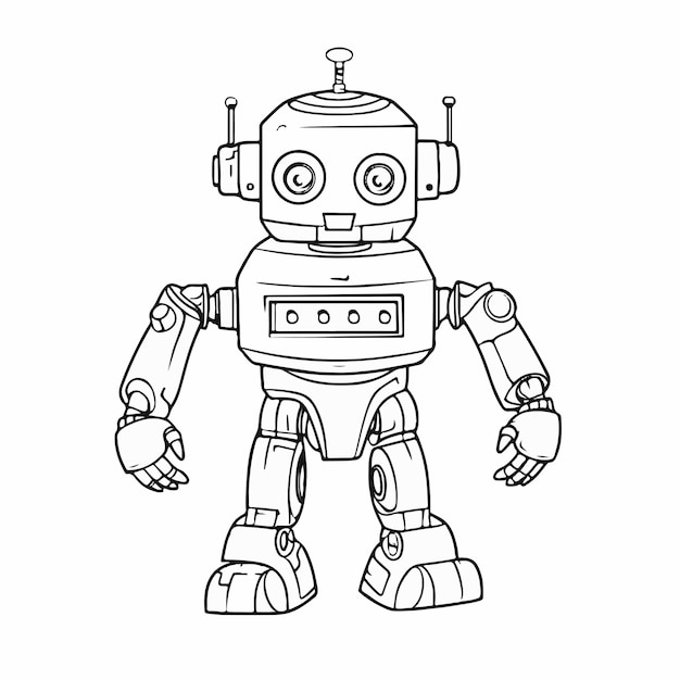 Premium vector robot for coloring book or coloring page for kids vector clipart