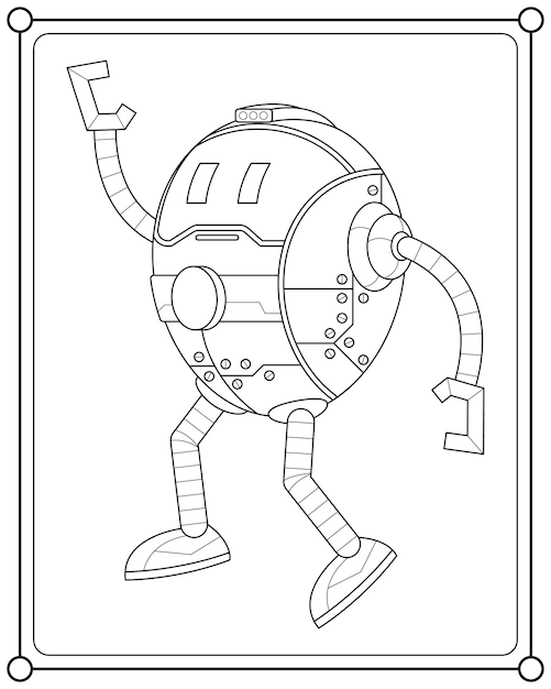 Premium vector cute robot suitable for childrens coloring page vector illustration