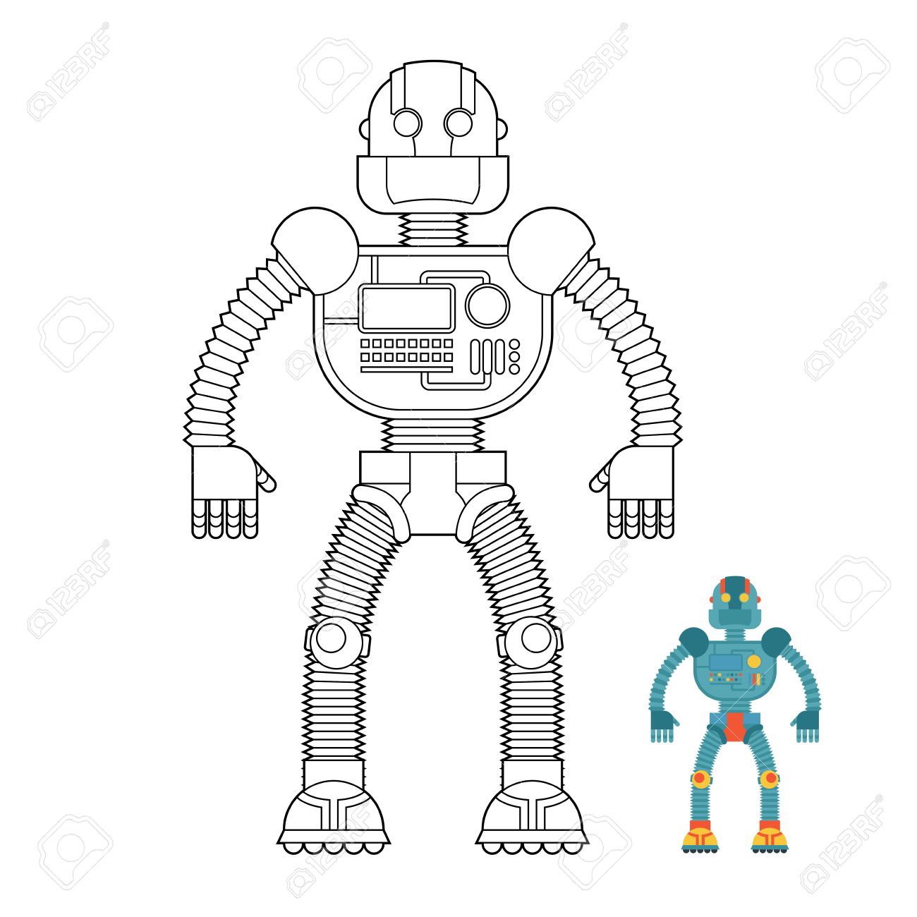 Robot coloring book cyborg