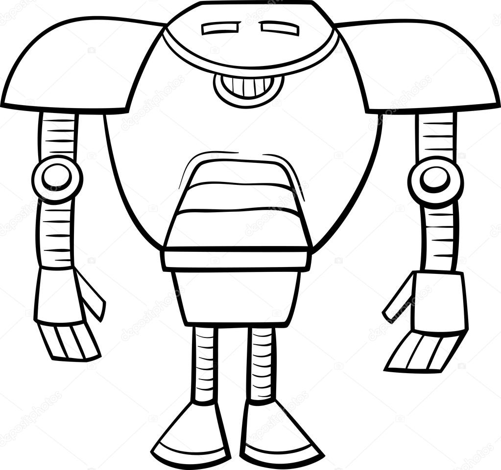 Dibujos animados robot para colorear pãgina vector de stock por izakowski