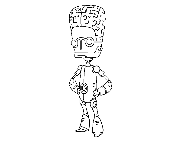 Robot with artificial intelligence coloring page