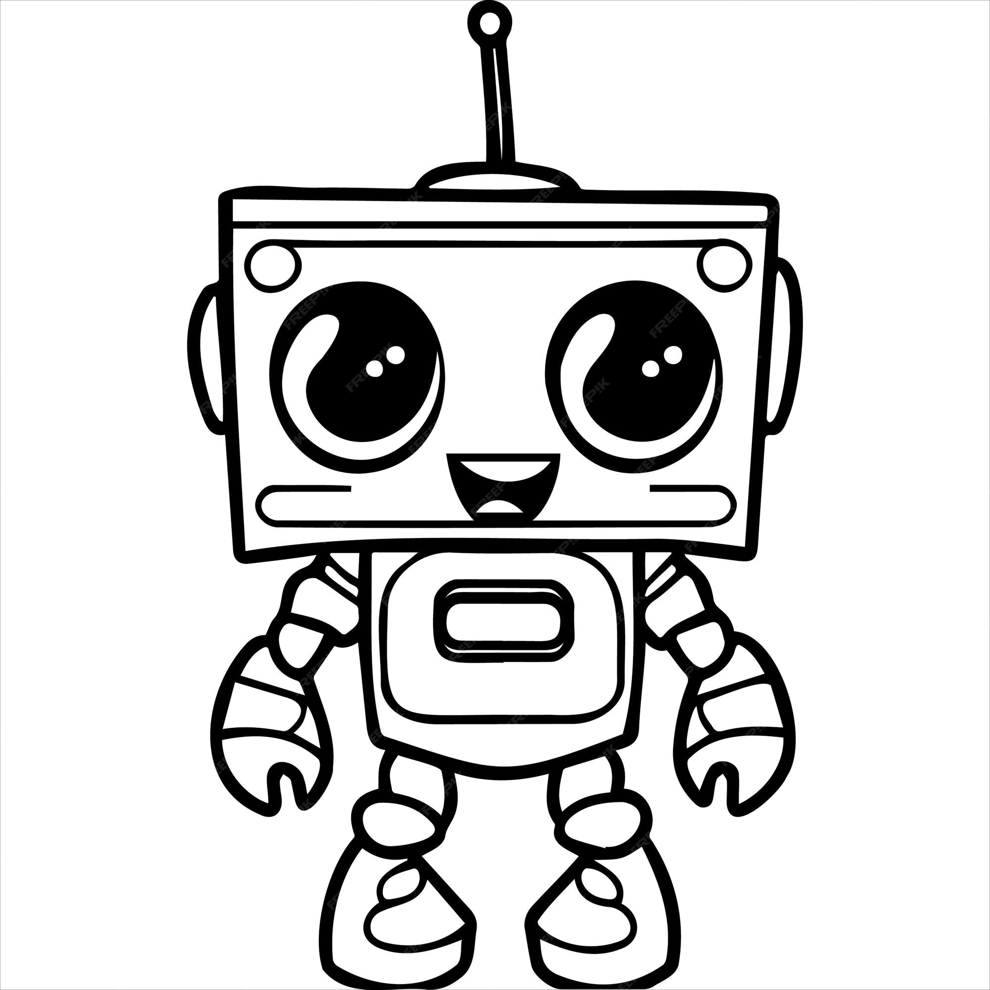 Premium vector kawaii robot coloring page
