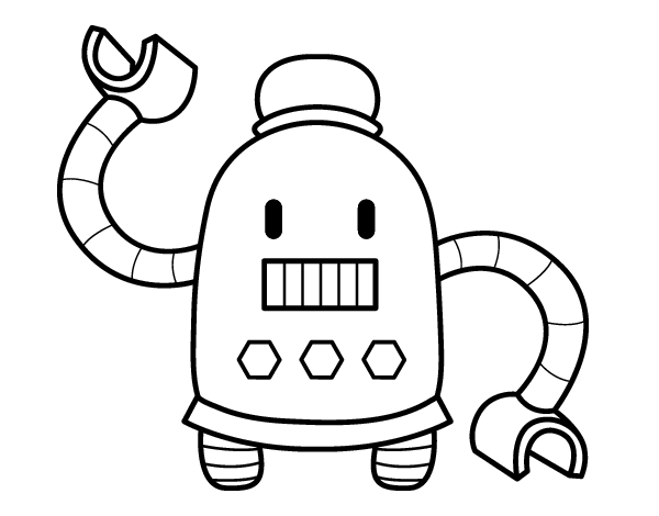 Robot with long arms coloring page