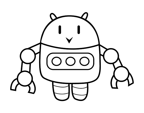 Robot with tweezers coloring page