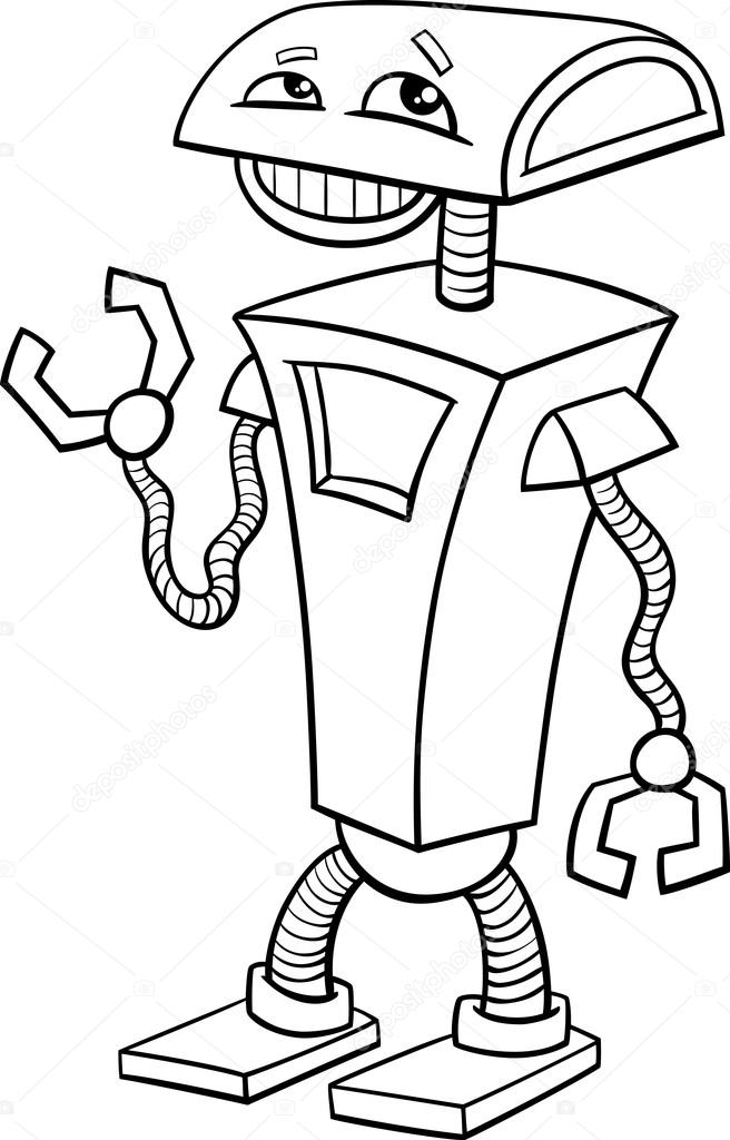 Robot cartoon coloring page stock vector by izakowski