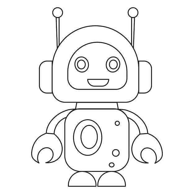 Premium vector coloring book robot android cartoon in doodle style on a white background vector