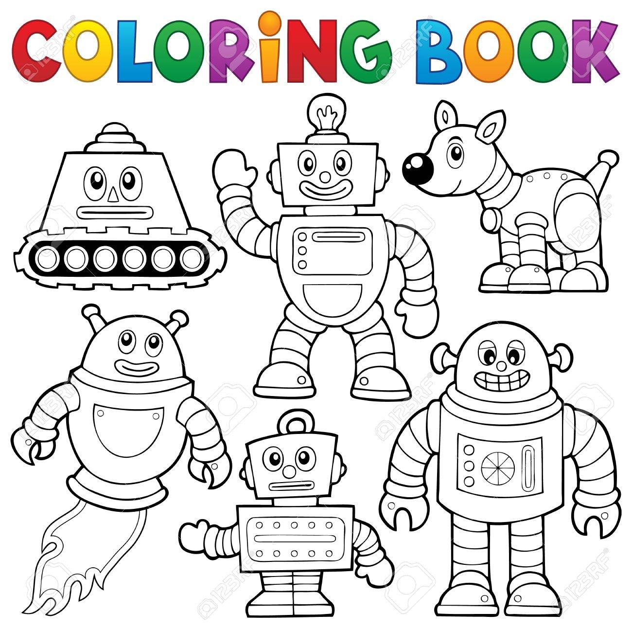 Coloring book robot collection royalty free svg cliparts vectors and stock illustration image