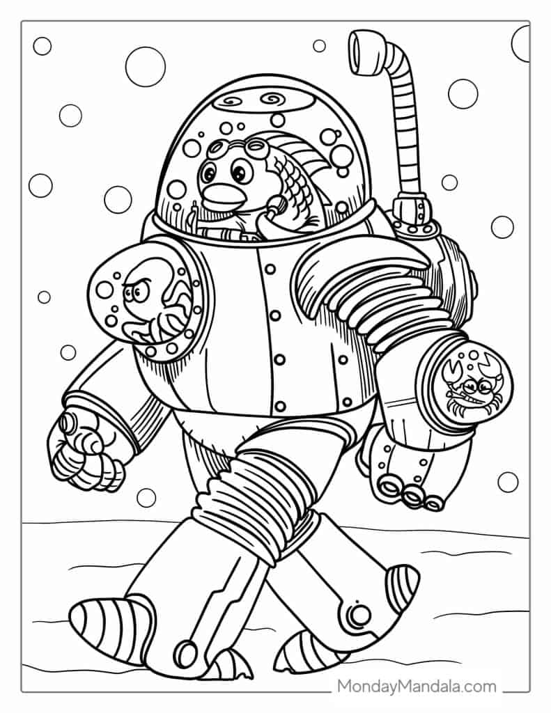 Robot coloring pages free pdf printables