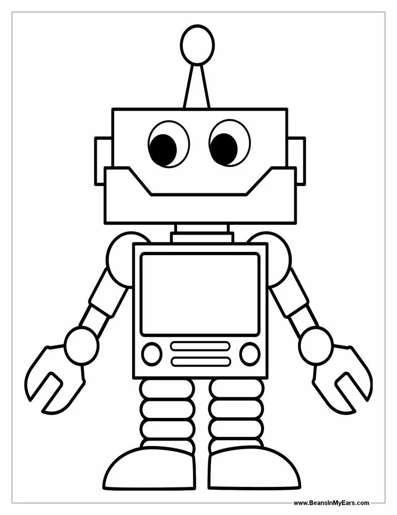 Cute robot guy coloring page