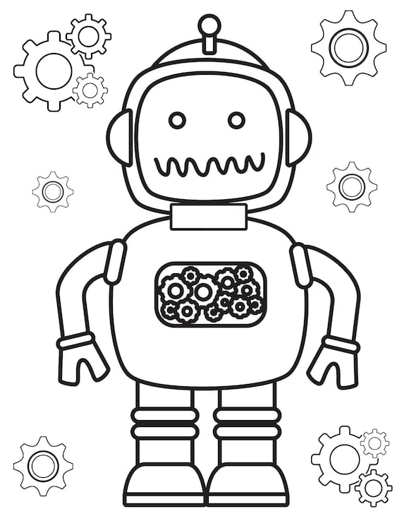 Robot coloring pages for kids pdf cute robot printables robots birthday activity pages robotic boys coloring pages boys coloring page