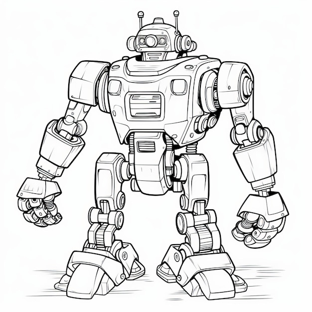 Premium ai image exploration robot coloring page free printable robot coloring pages