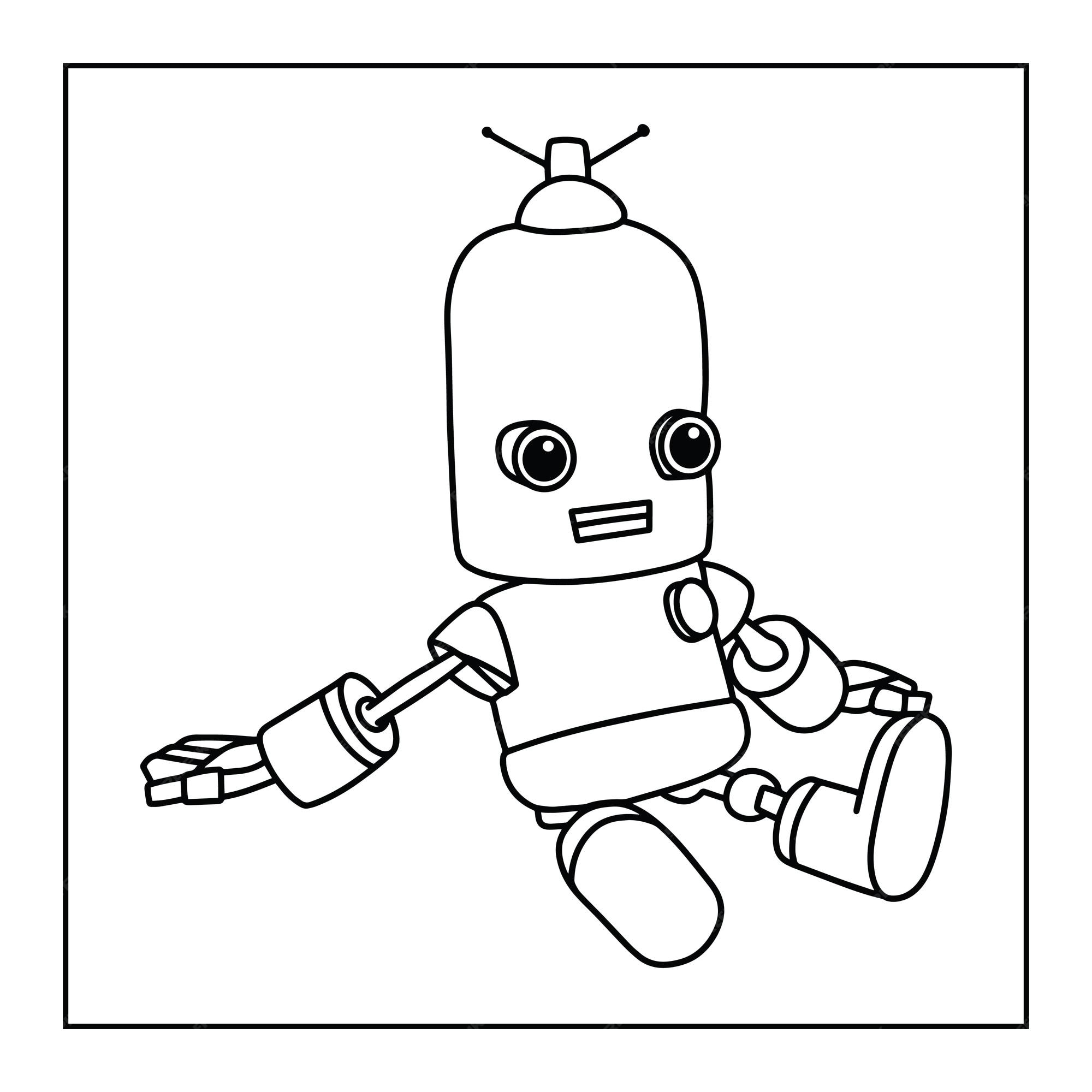 Premium vector cute printable robot coloring pages for kids