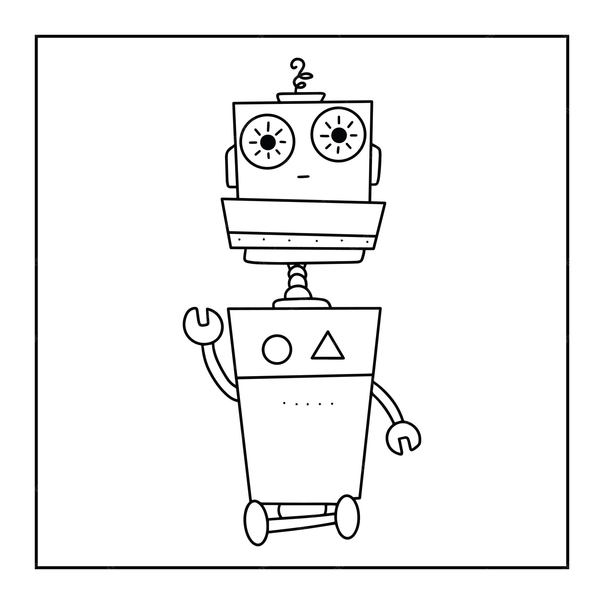 Premium vector cute printable robot coloring pages for kids