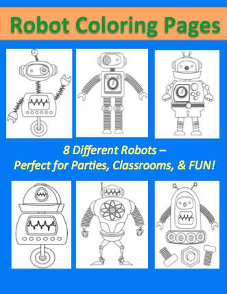 Free robot coloring sheet pages for kids