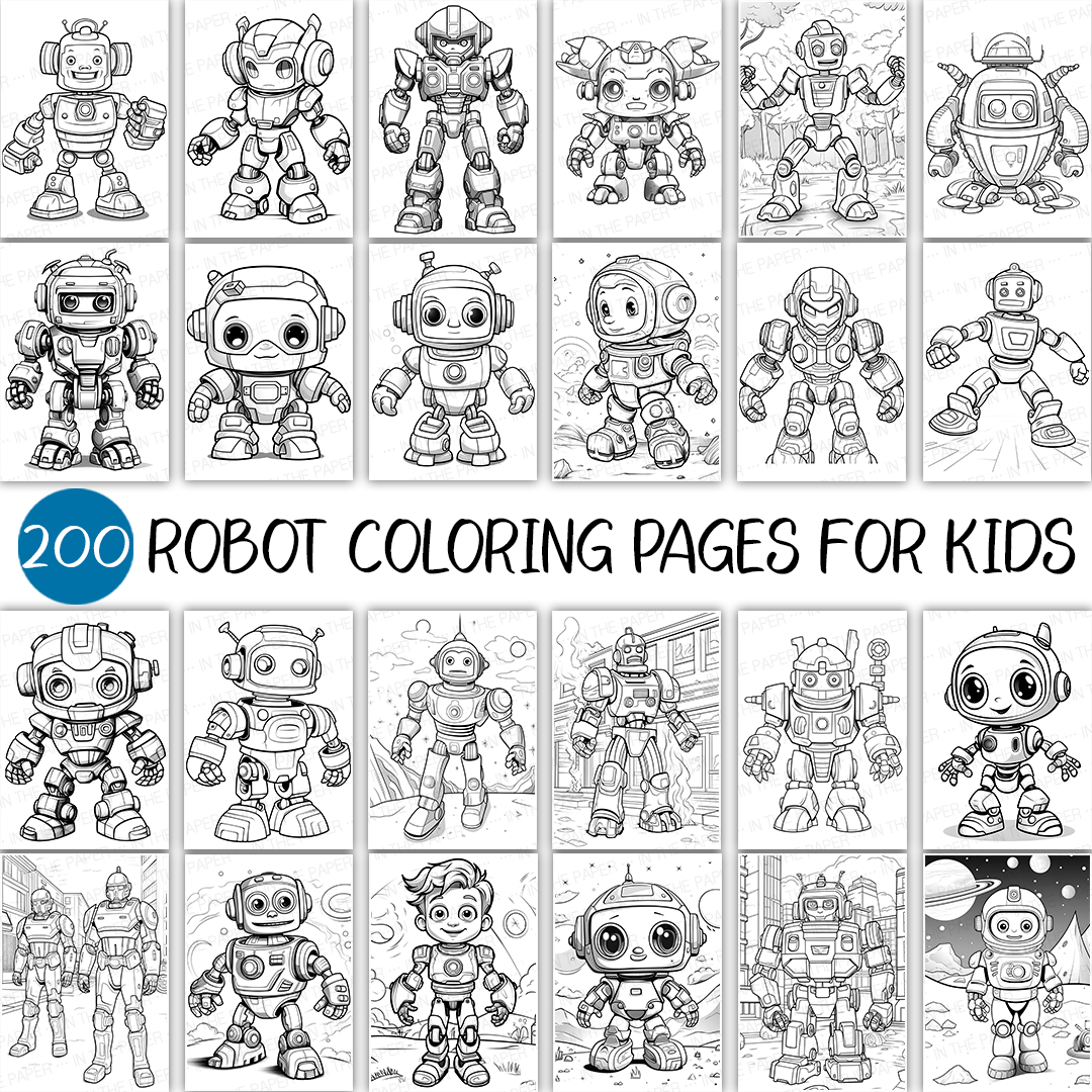 Robot coloring pages for kids cute adult activity shee