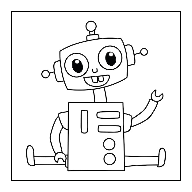 Premium vector cute printable robot coloring pages for kids