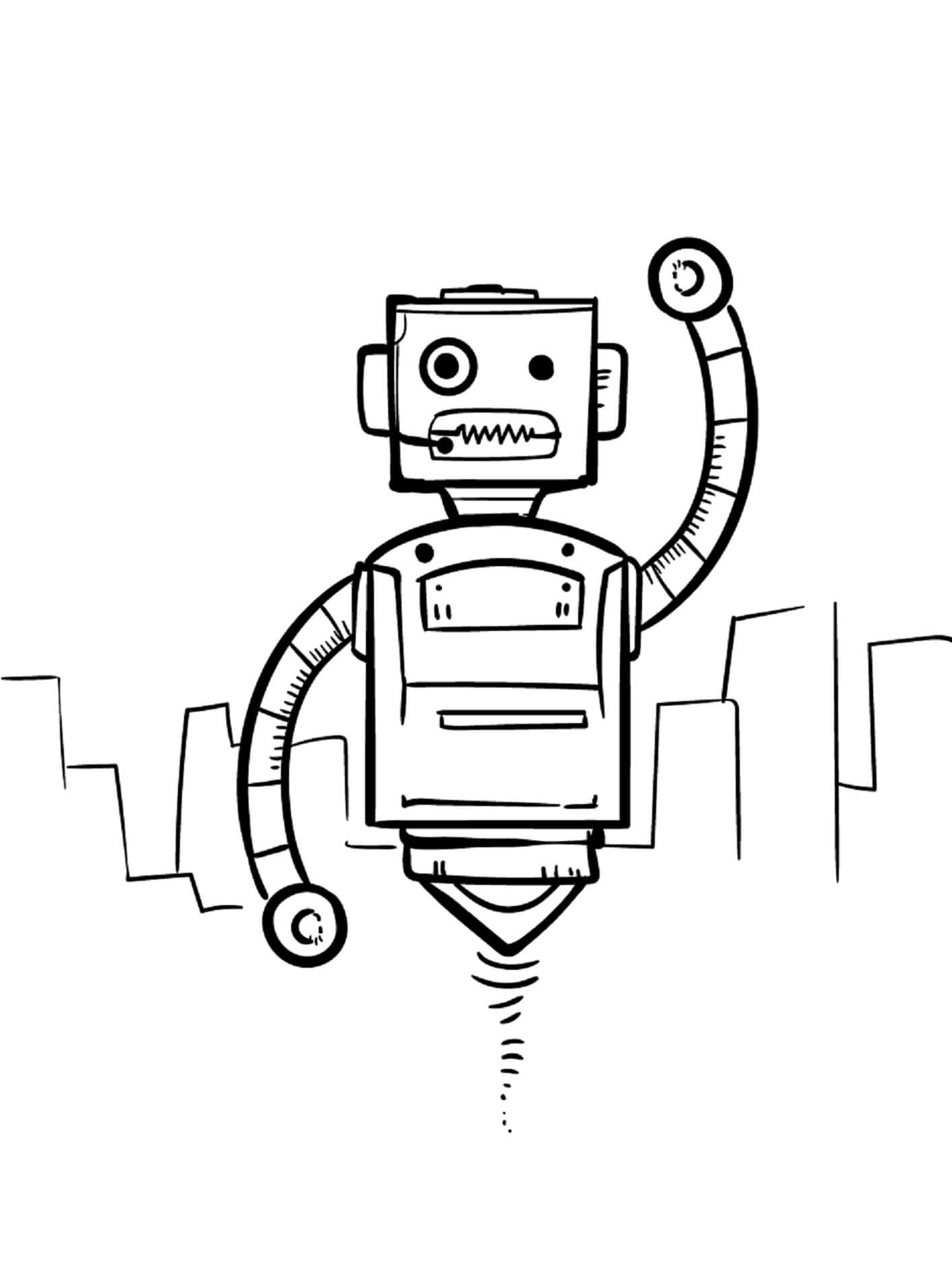 Robot free drawing coloring page