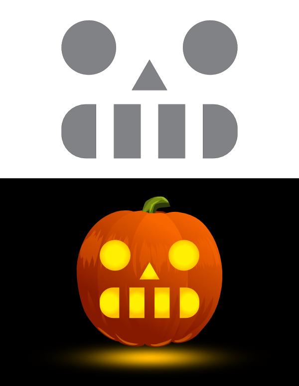 Printable easy robot face pumpkin stencil